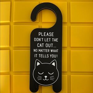 Black Cat Door Hanger Sign